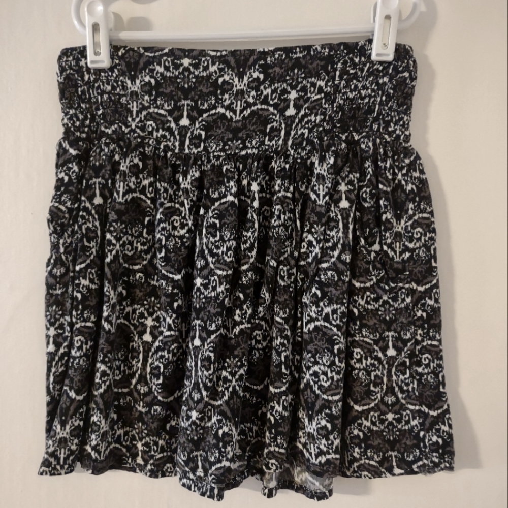 Vintage 90's Xhilaration Mini Skirt Artsy Boho Rayon Bohemian Floral Pockets XS